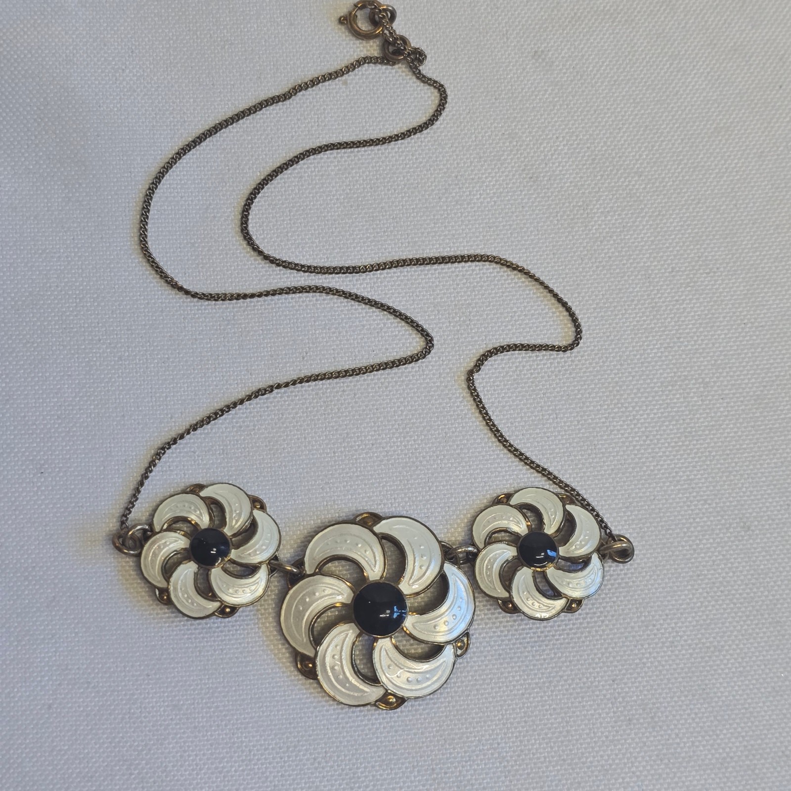Vtg Sterling Silver Gold Wash Floral Necklace 11.17g Fine Jewelry 16.75″ Chain
