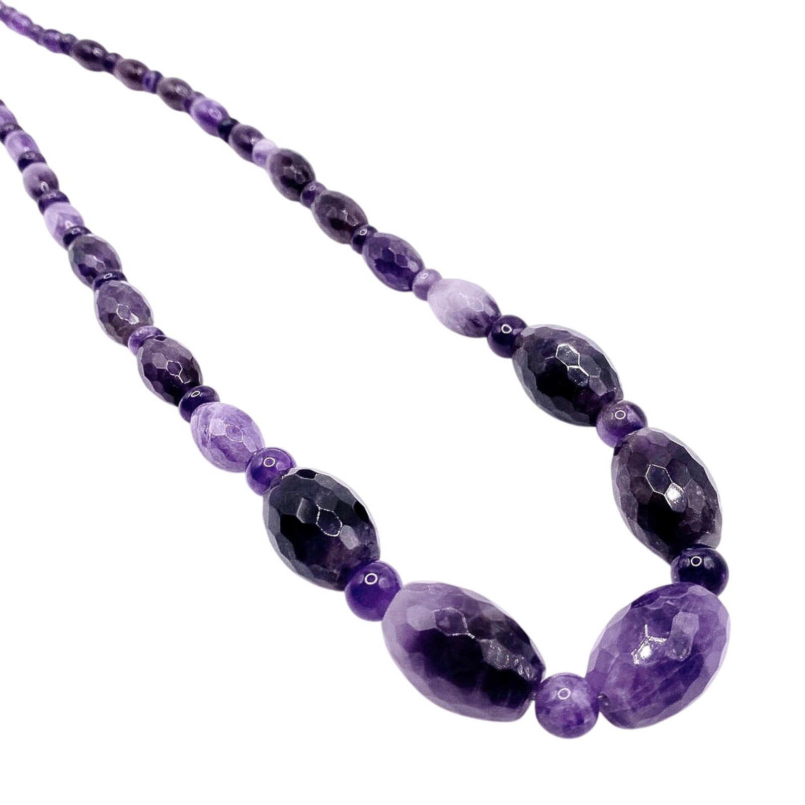 Desert Rose Amethyst Bead Sterling Silver Necklace 22”