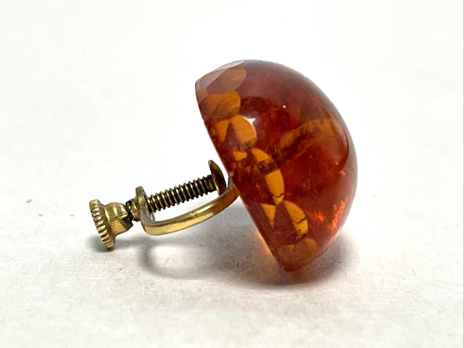 Vintage Signed Gold Filled Baltic Amber Screw Back Earrings Honey Brown 5.23g