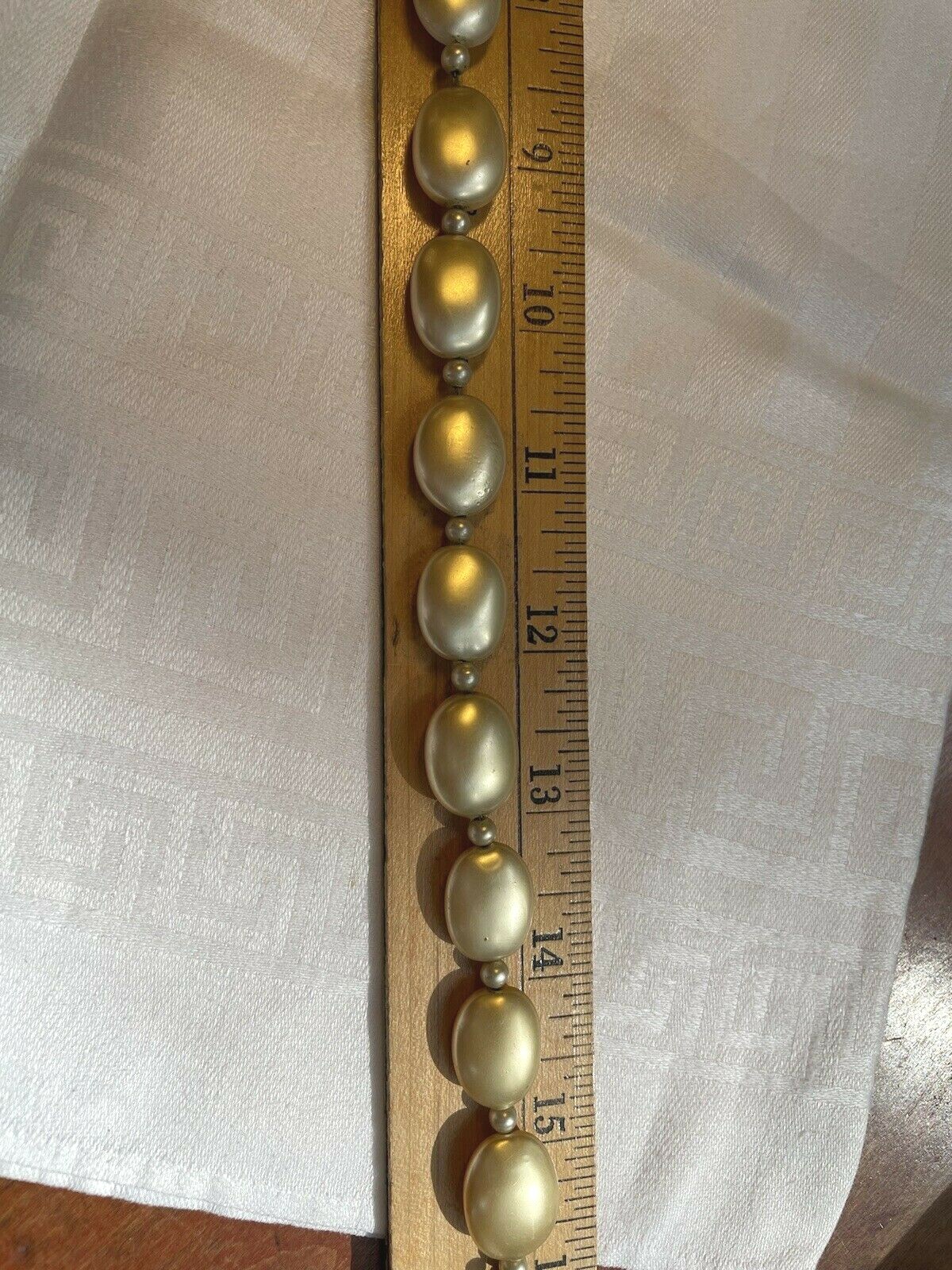 Vintage Sterling Silver Champagne Pearl Disk Necklace 16″