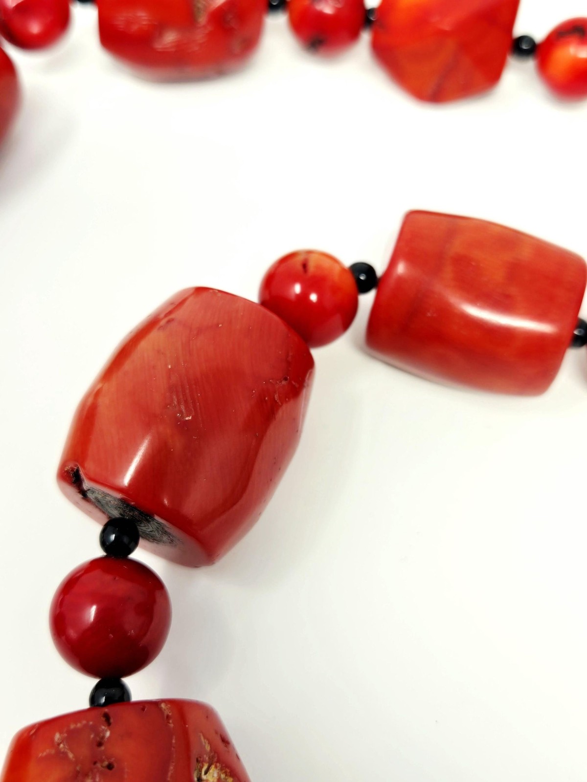 Vintage Red Coral Statement Necklace Sterling Silver Clasp Heavy Natural Coral