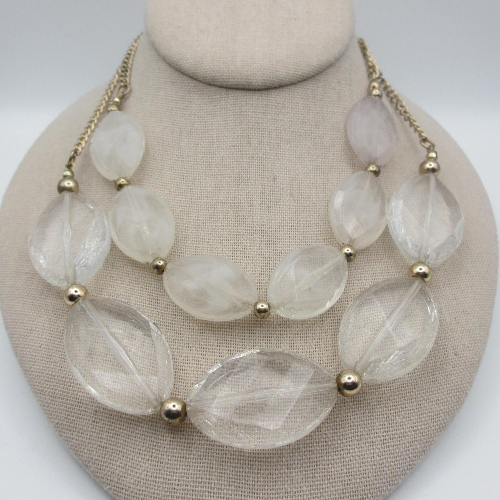Vintage Lucite Necklace Chunky Layered Statement 19 Inch