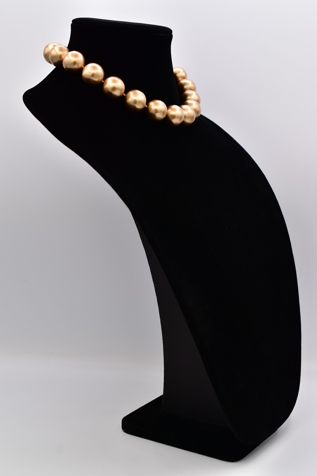 Vintage Chunky Gold Pearl Choker Necklace Large Beaded Statement Collar 80s BinI