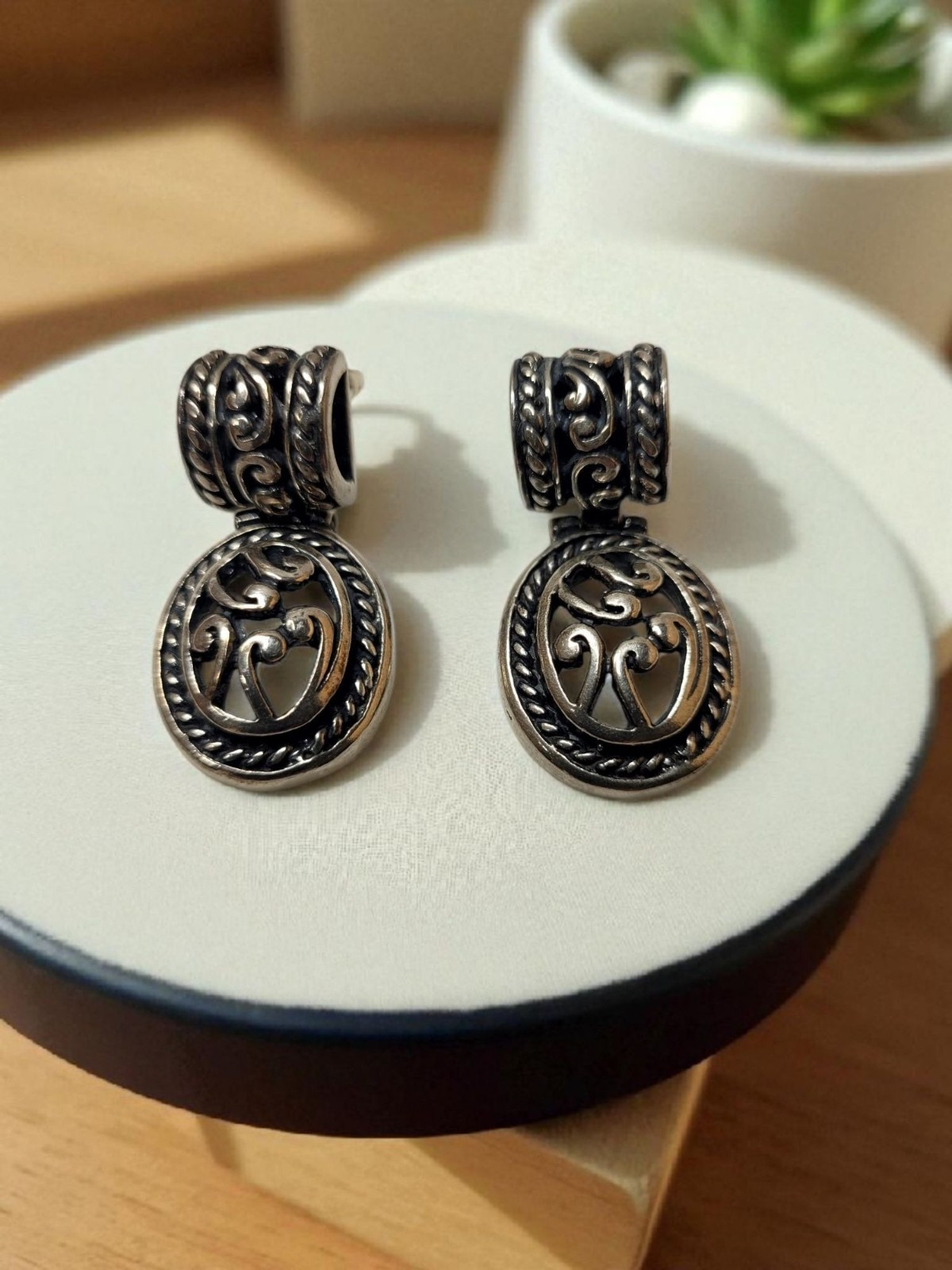 Vintage 925 ATI Mexico Sterling Silver 1.34″ Drop Dangle Earrings