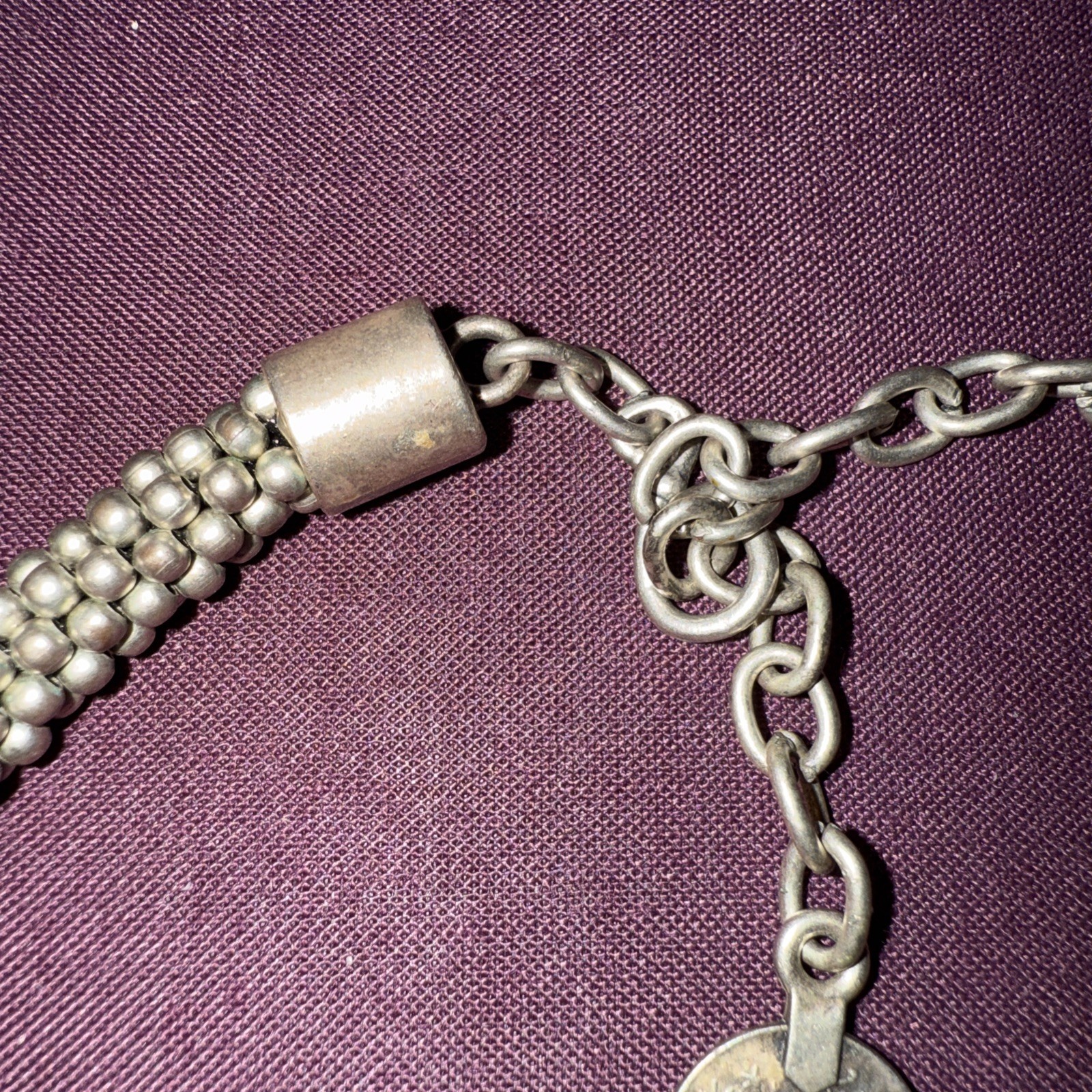Vintage Silver Beaded Popcorn Chain Necklace
