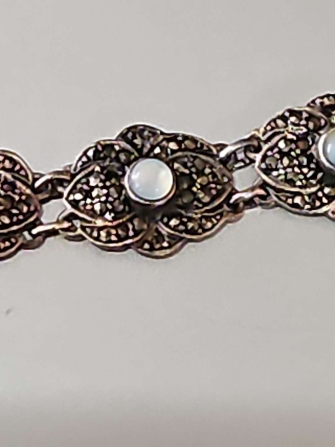 Vintage Sterling Silver 925 Thailand Marcasite Bracelet 7″ (Missing Sm Stones)