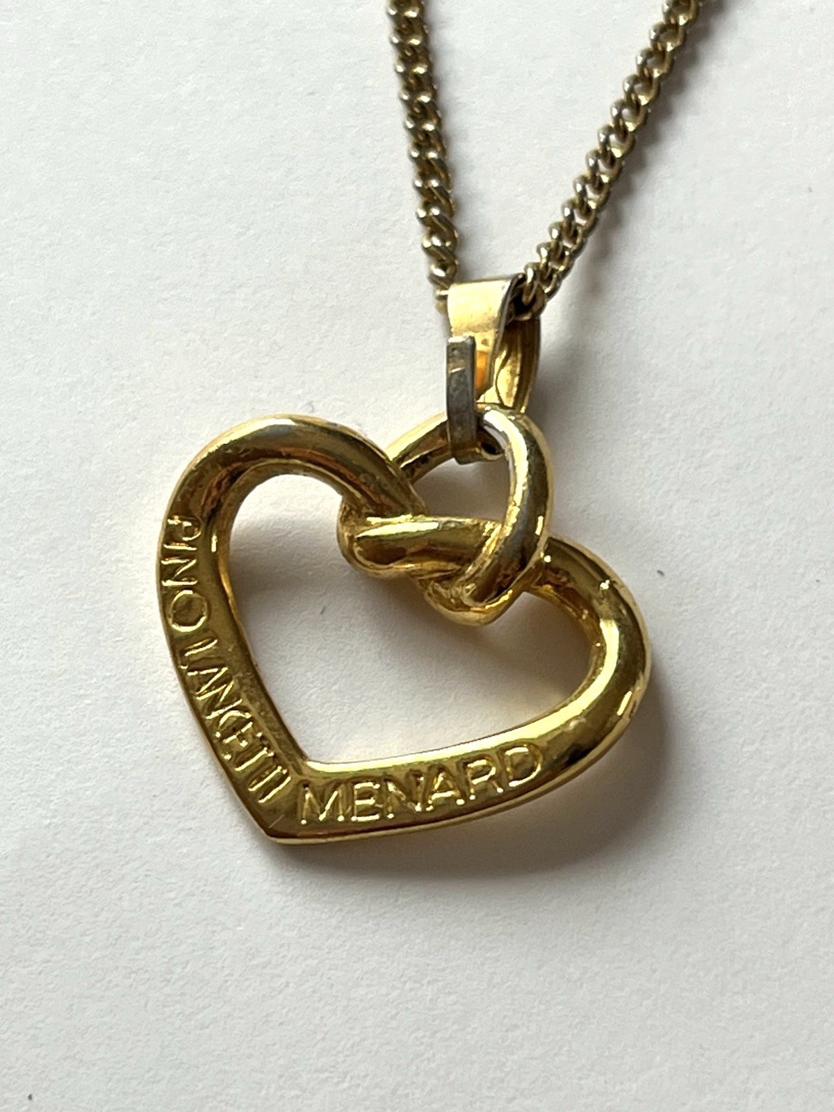 Vintage Pino Lancetti MENARD Heart Necklace Gold Tone Pendant Adjustable 41-45cm
