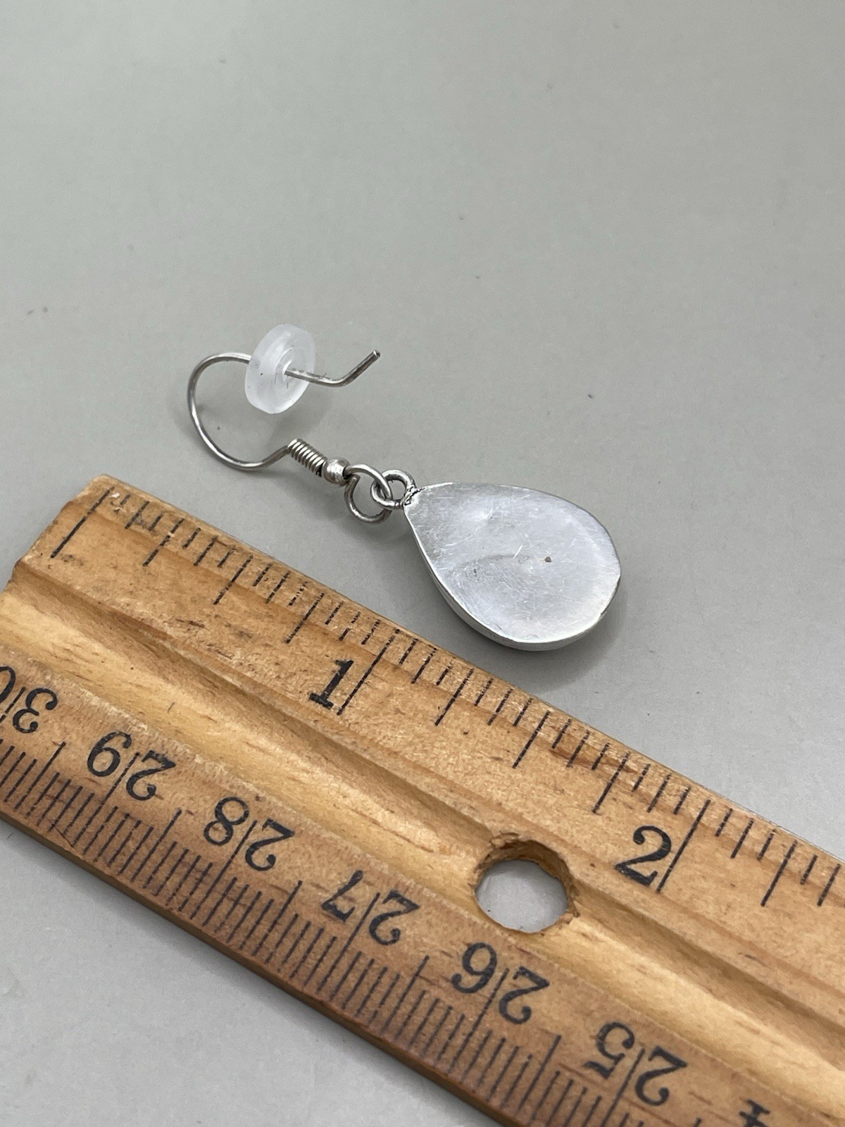 Handmade SilverTone Abalone Shell Tear Drop Hook Pierced Dangle 1.5” Earrings