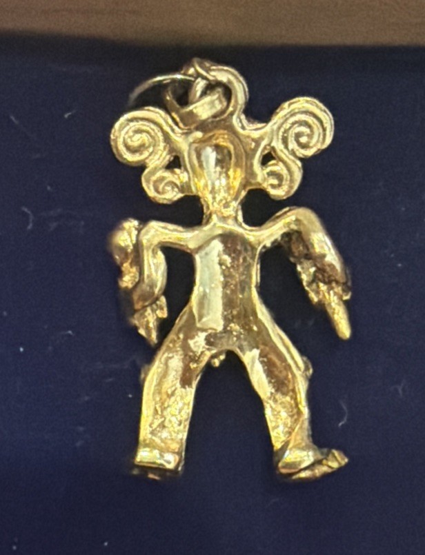 Vintage Alva Museum Replicas Aztec Playing The Maracas Pendant Gold Plated