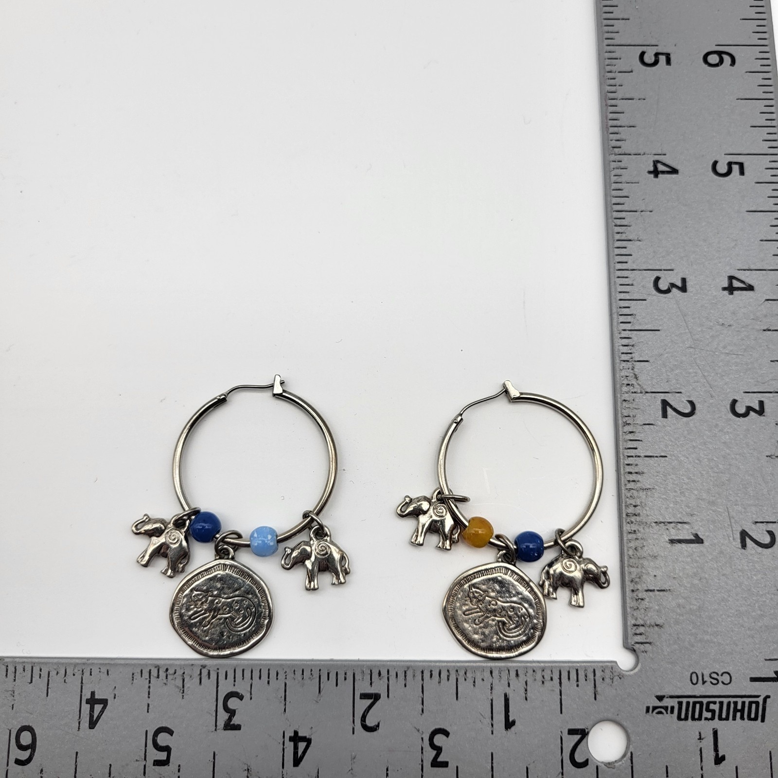 Fabulous Flamboyant Boho hoop charm earrings Safari Elephant leopard Cheetah Cat