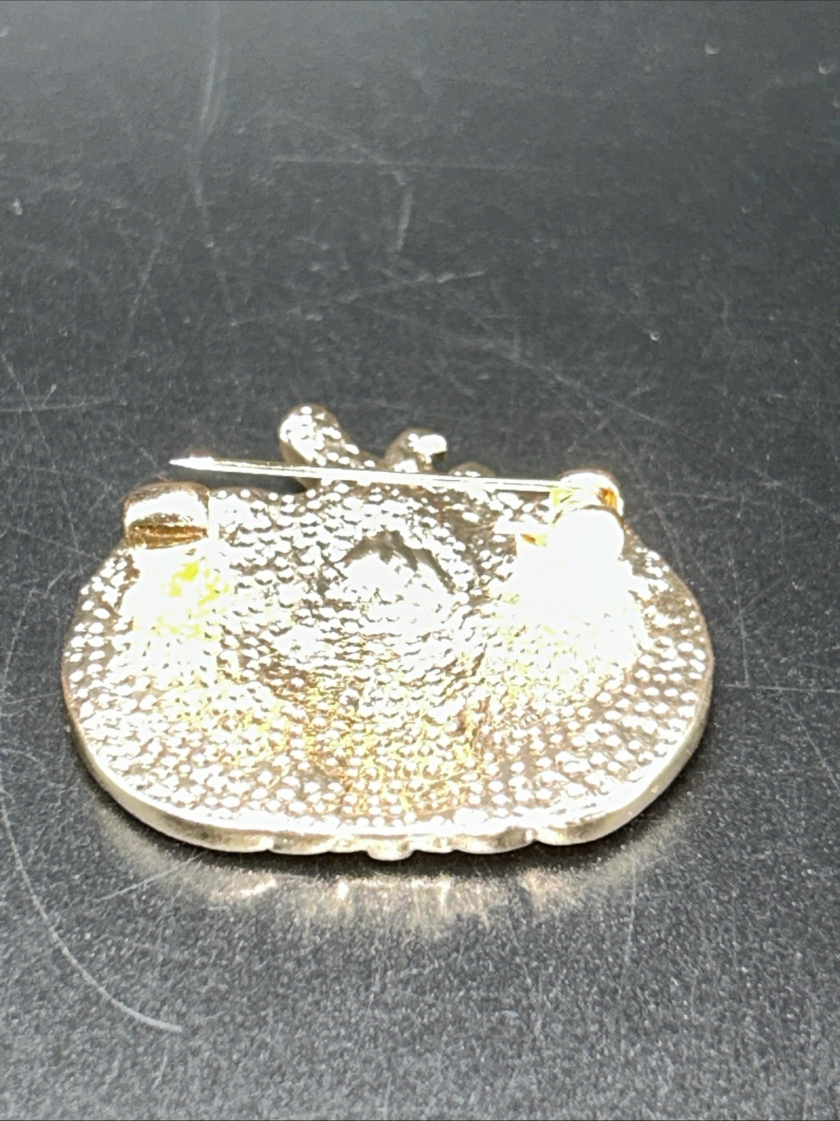 Modern Costume Jewelry Pumpkin Pin Brooch Gold Tone 1 1/2”