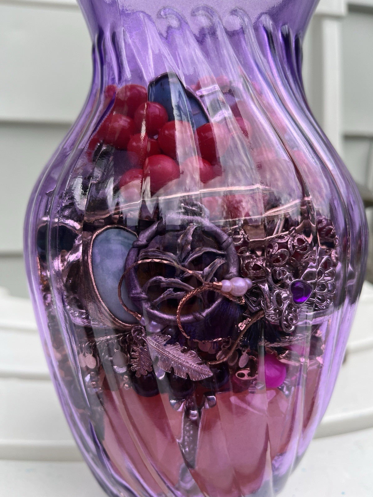 PURPLE Mystery Jewelry Jar- Vintage & Modern Jewelry- Trifari Lisner Avon- 3 Lbs