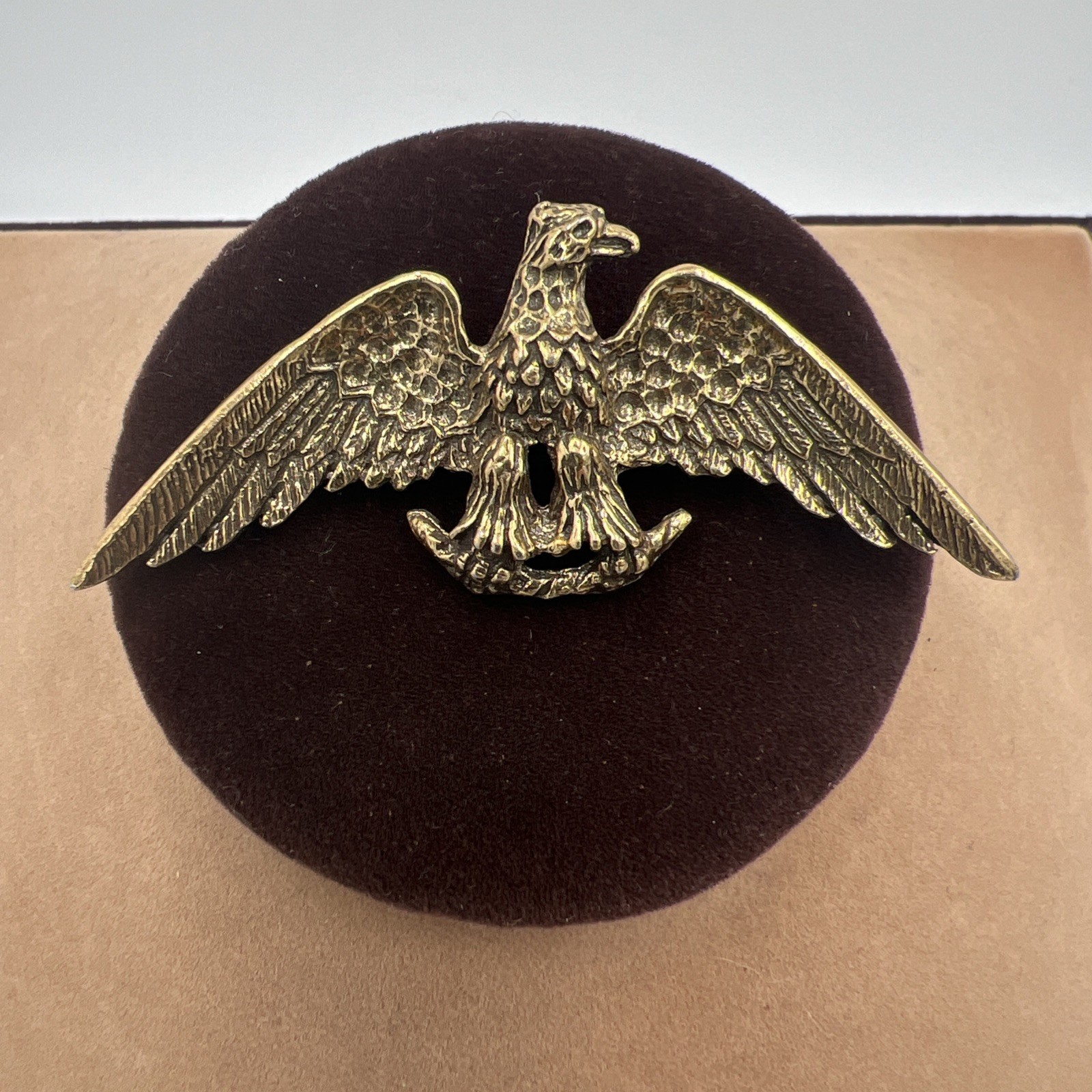 Vintage Zentall Antiqued Gold Tone Figural Eagle Brooch Pin