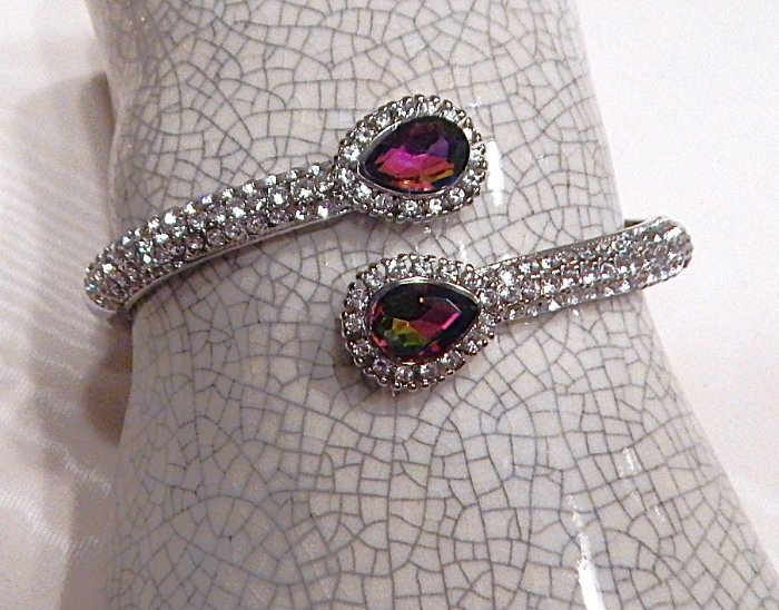 Retro Vintage Dragon Fire Mystic Rhinestone Bypass Cuff Bracelet MONET NWOT S43
