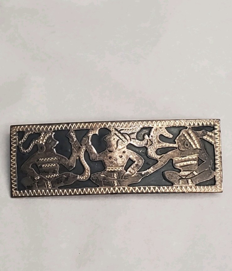 Vintage Sterling Silver 925 Brooch Pin Guatemala 8g