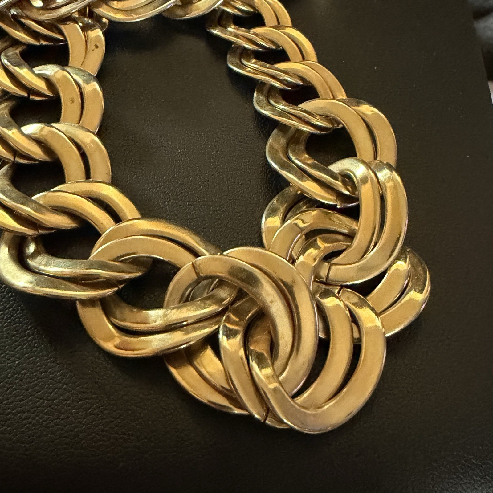 Vintage Gold Tone Necklace & Bracelet Set Double Link Polished Finish 18” 7”