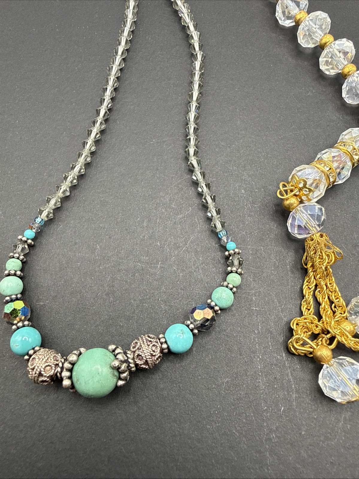 Lot Of 5 Necklaces Vintage To Now Crystal Beads Rhinestone B44