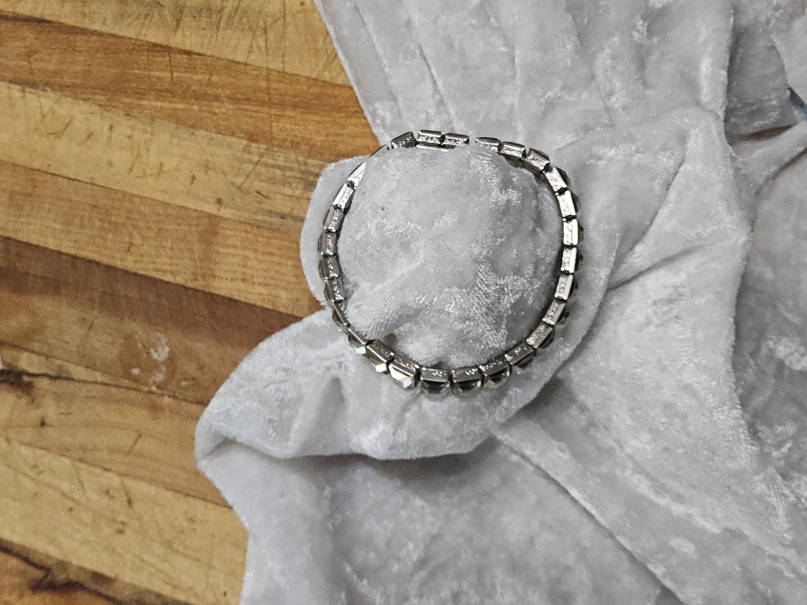 Vintage H&SO Sterling Silver White Glass Paste Rhinestone Tennis Bracelet 7.25In