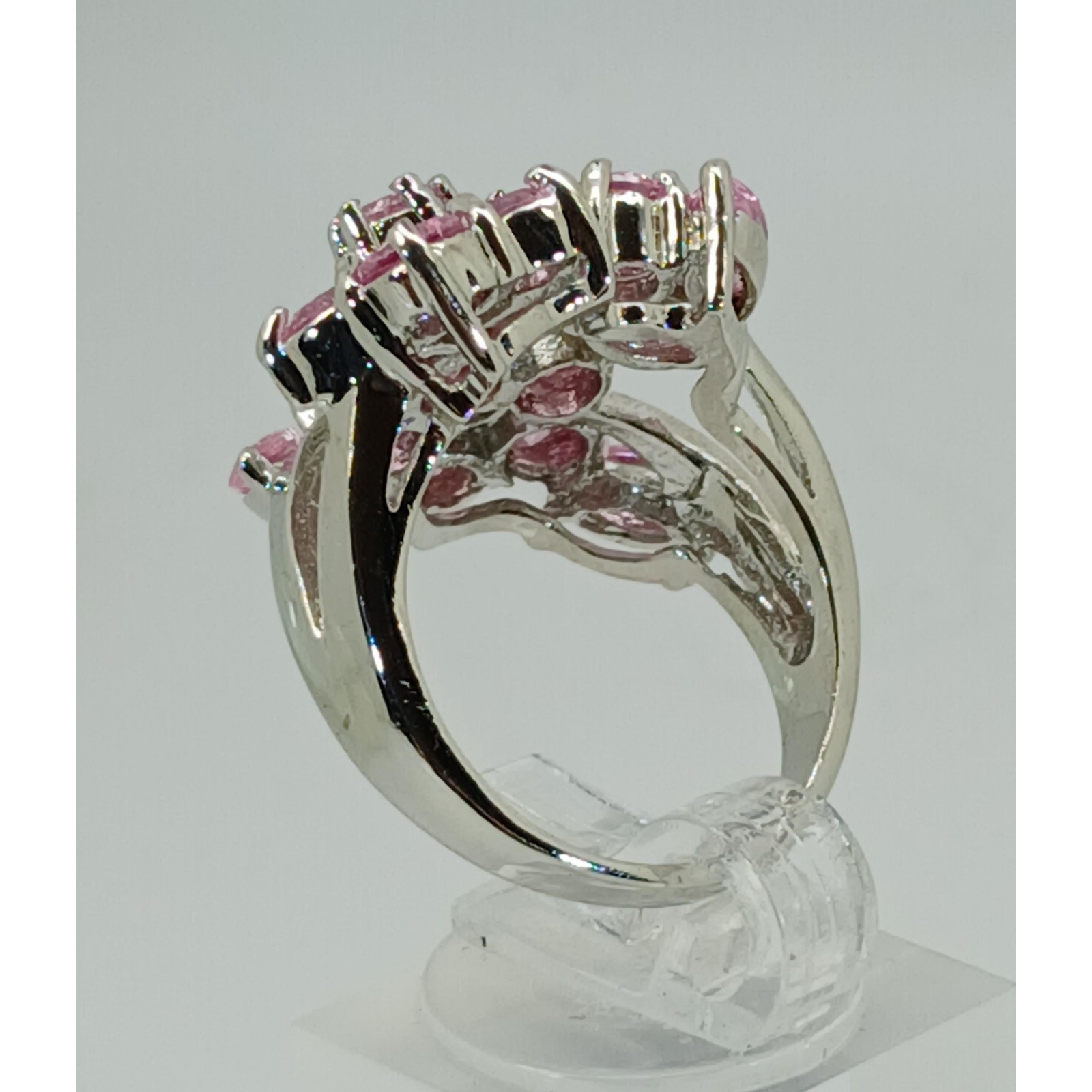 Vintage Ring Size 6.75 Silver Tone White Gold GP Purple Sim Diamond CZ Cocktail