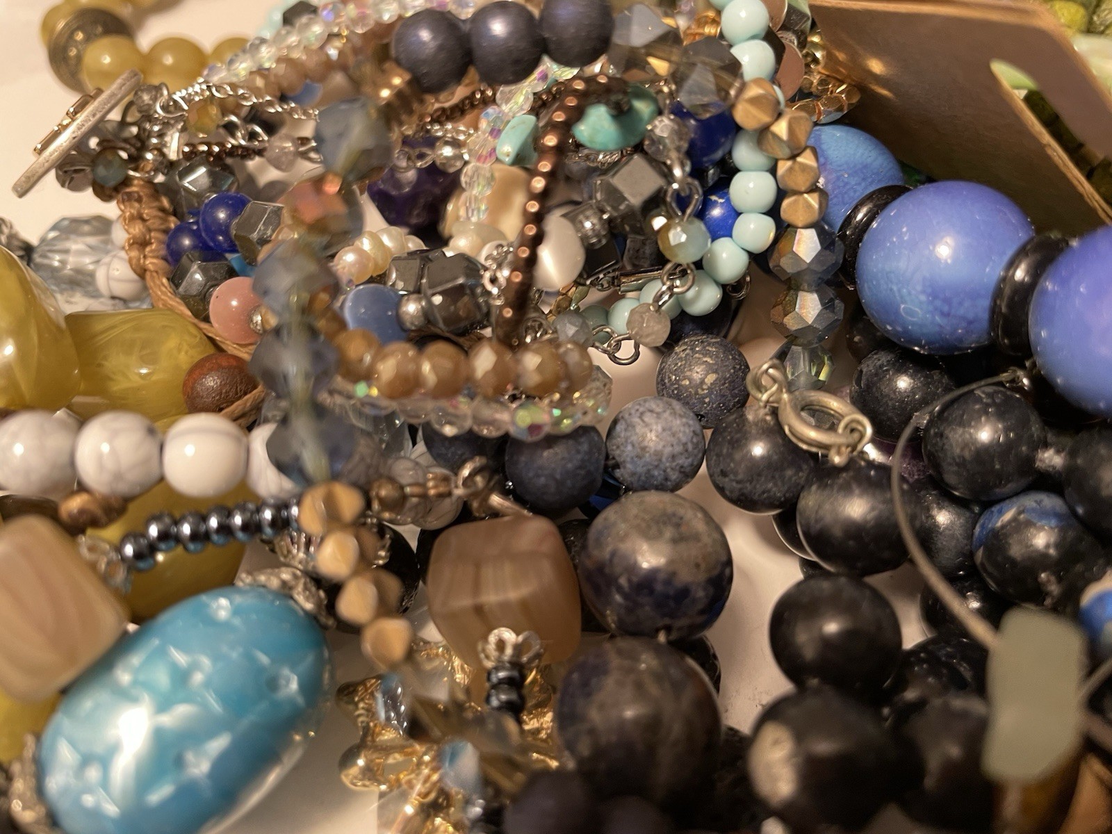 4Lb Mixed Mystery Jewelry Lot Vintage Mod Boho Beaded Necklaces Bracelets