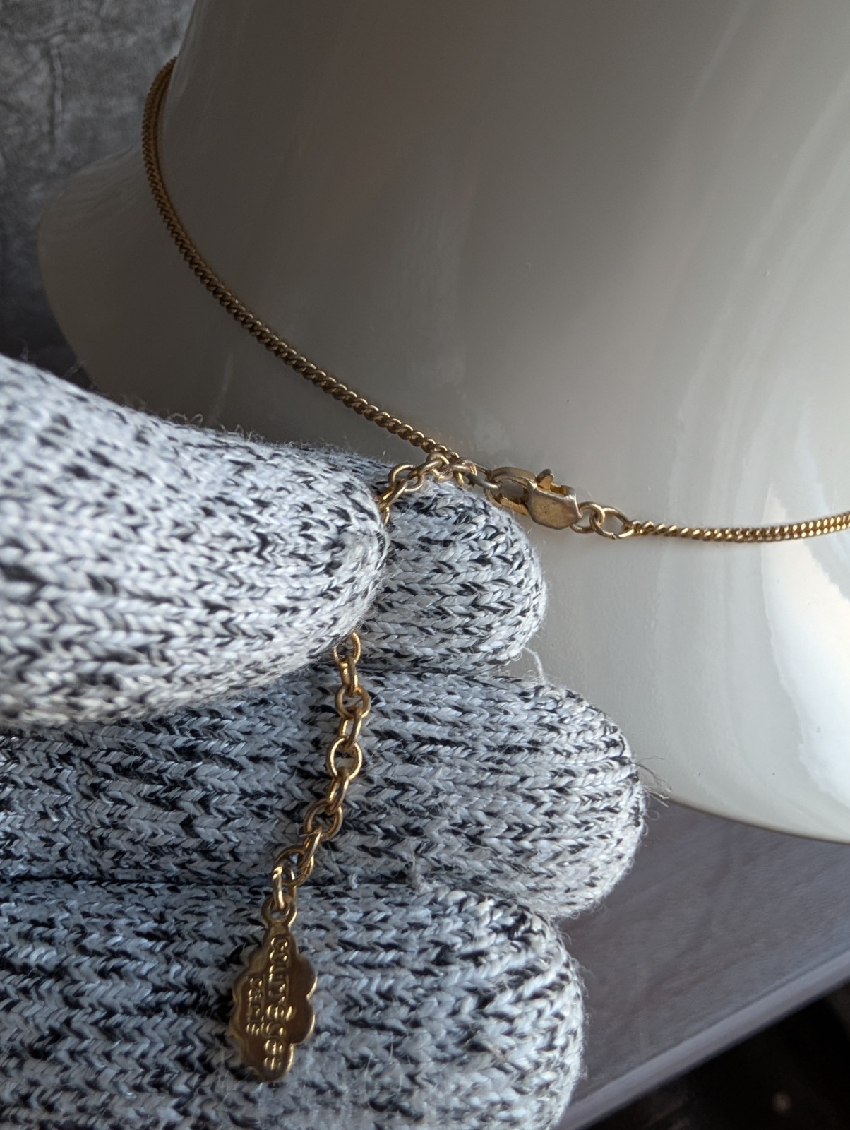 Vintage Courrèges Paris Gold-Tone Diamanté “AC” Logo Necklace