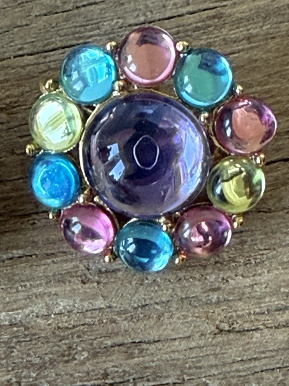 Vintage Trifari Cabachon Pastel Lucite Comfort Clip On Earrings Summer