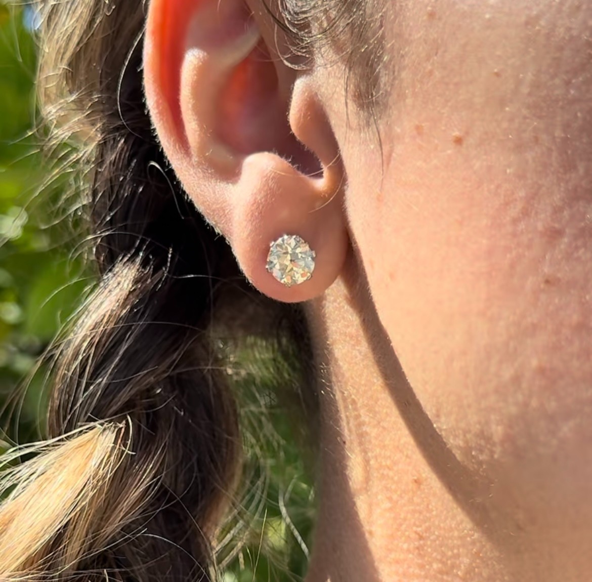 Antique GIA Certified 3.88tcw Old European Cut Diamond Stud Earrings