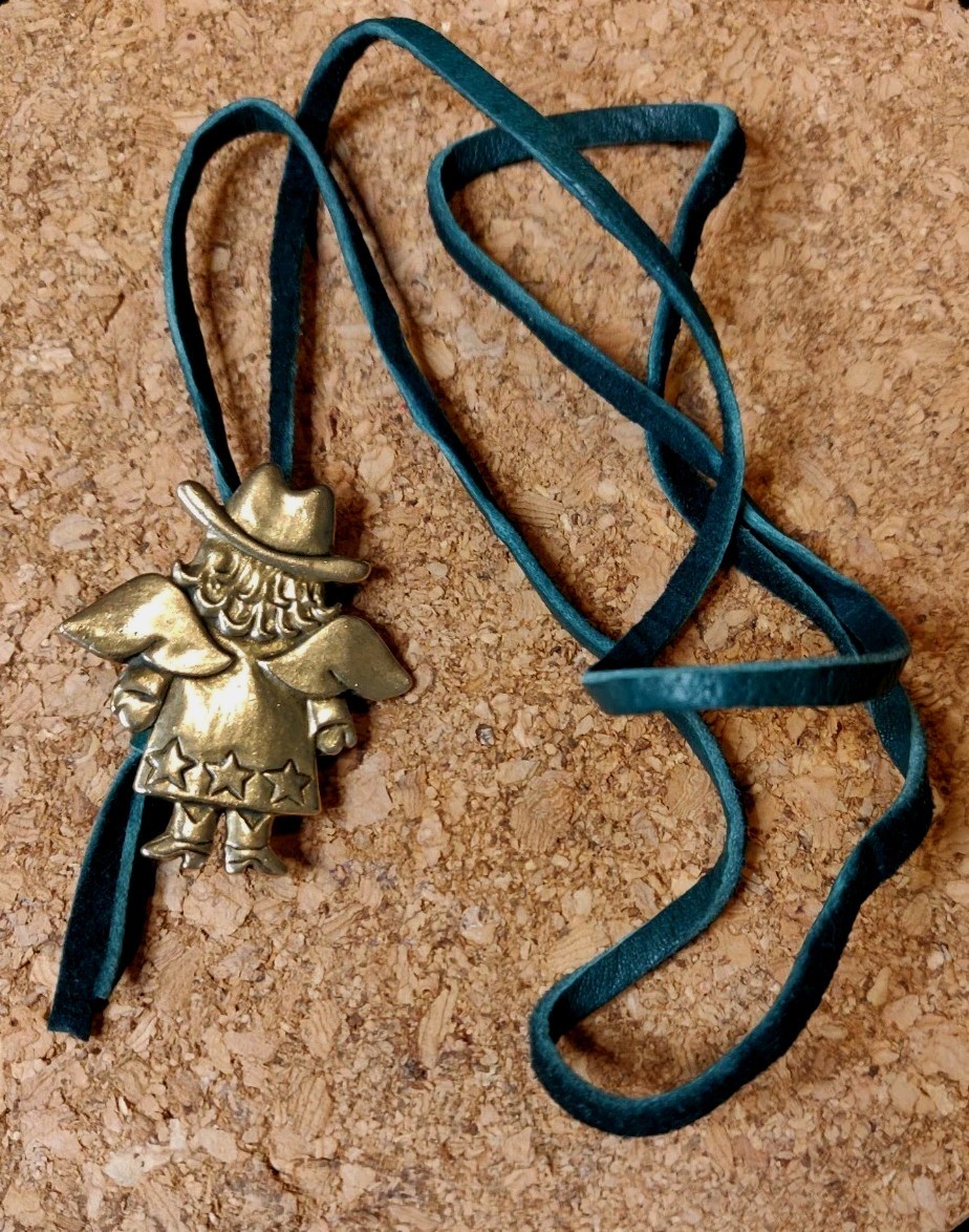 Jeep Collins Brass LARGE Statement Pendant Women Guardian Angel Cowgirl Jewelry