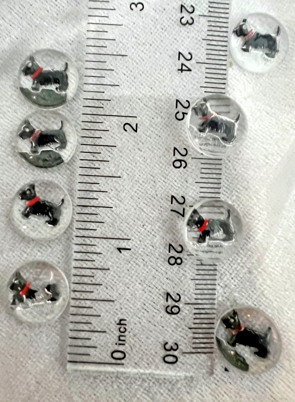 VintageLot of 8 SCOTTIE DOG REVERSE CRYSTAL INTAGLIO GLASS cab ONLY