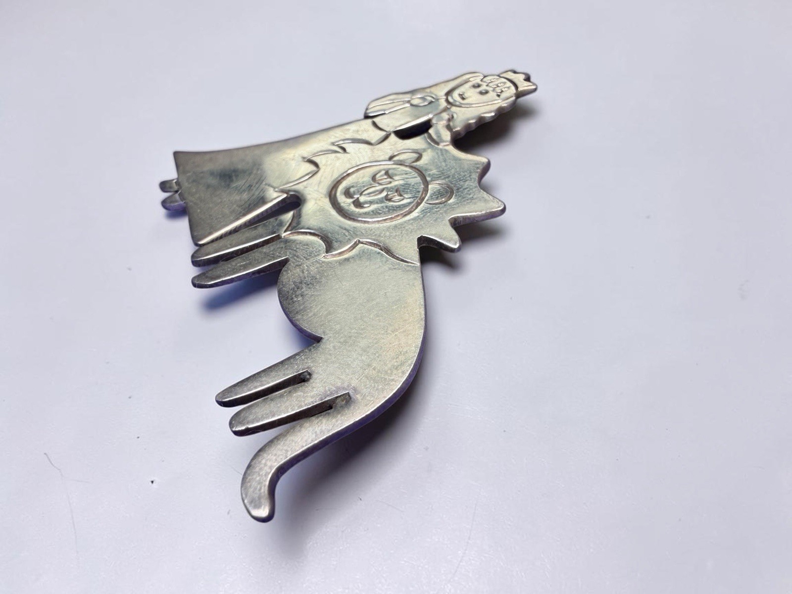 Rare Vintage Los Castillo Taxco 925 Silver Princess Lion Brooch Pin Alex Mexico