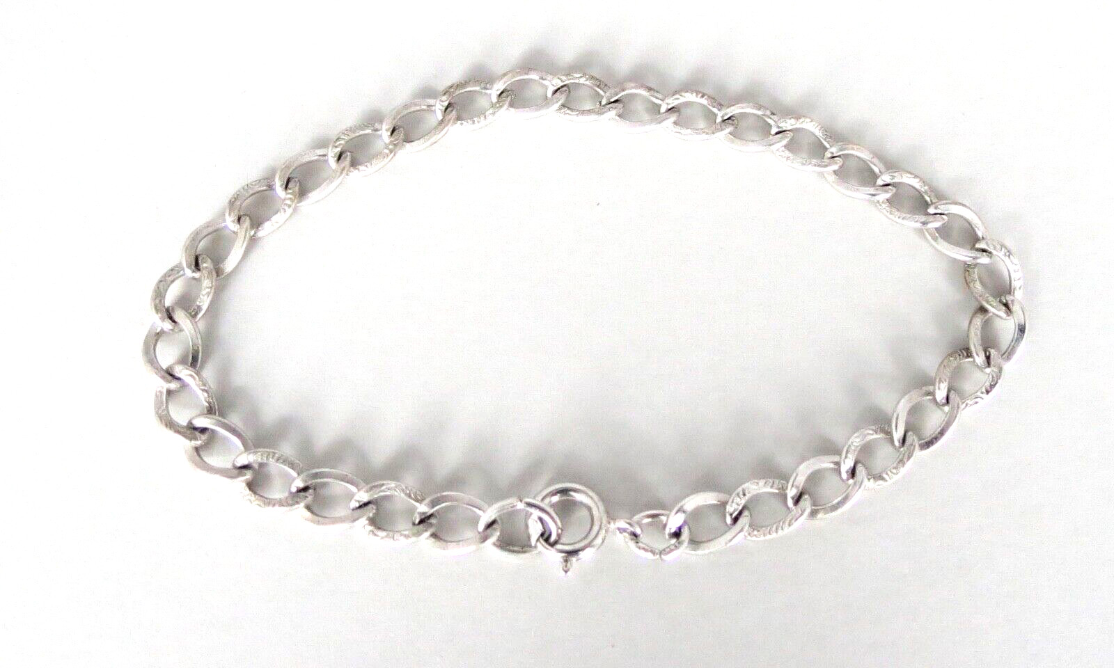 Vintage Wells Sterling Silver Fancy Link Charm Bracelet 7.25 in