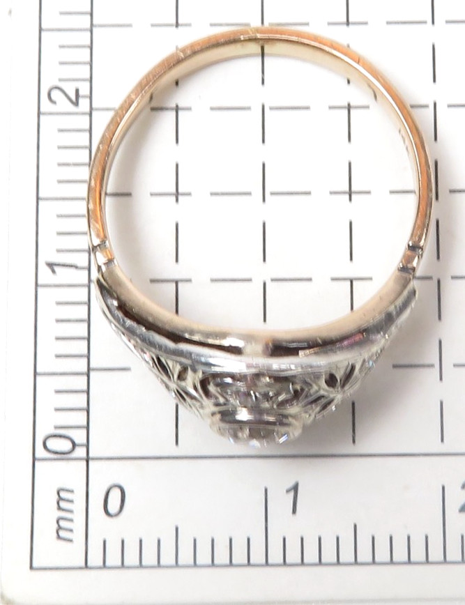 Victorian Edwardian 14KY Silver Diamond Engagement Ring Size 7 UK-N1/2 EGL USA
