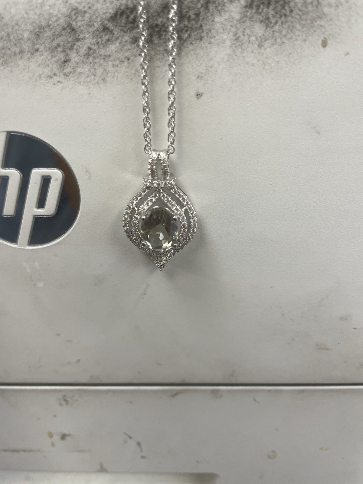 Beautiful Teardrop Pendant Necklace With Thin Chain.