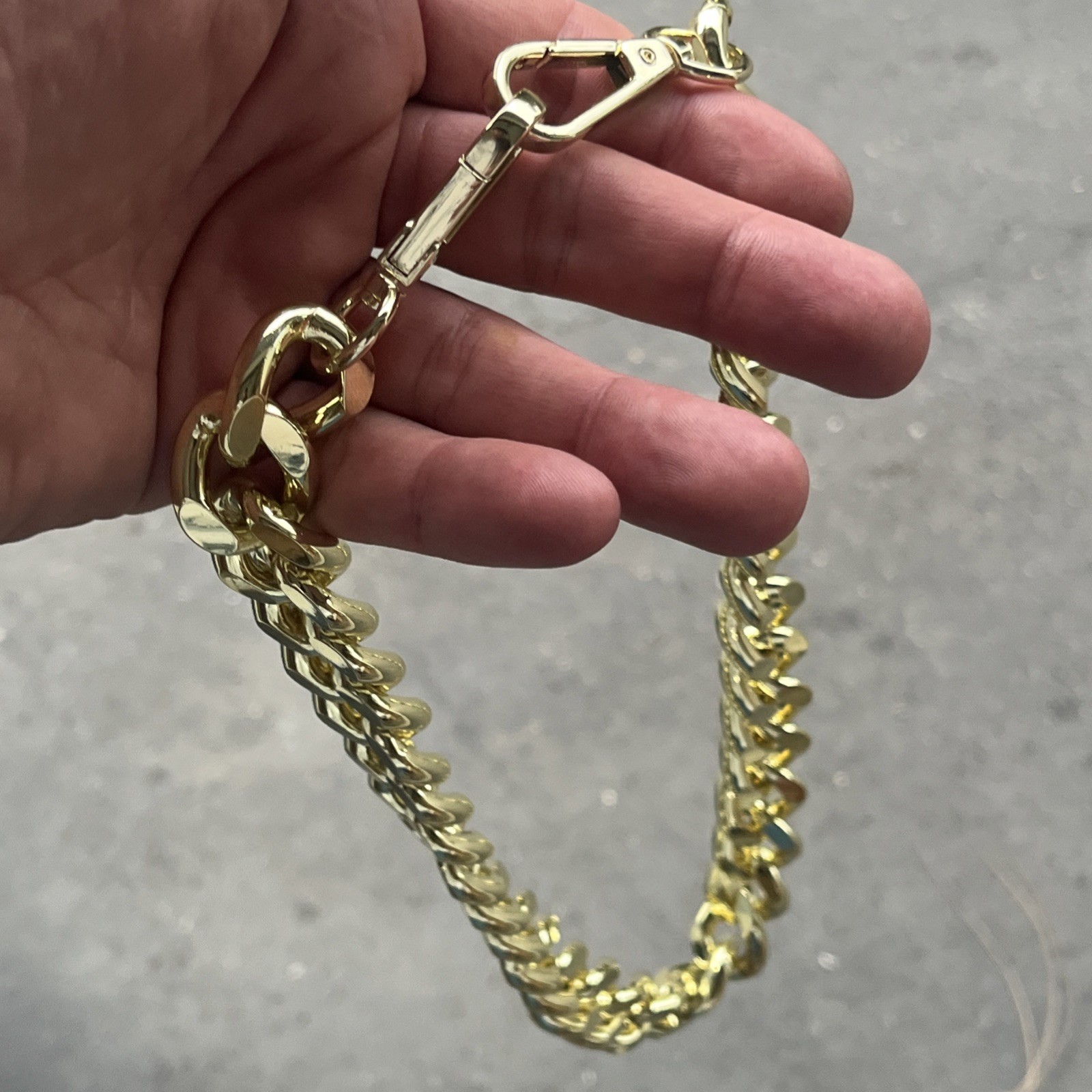 Yellow Gold Plate 20mmmm Wide Thick Curb Adjustable Link Chain Necklace