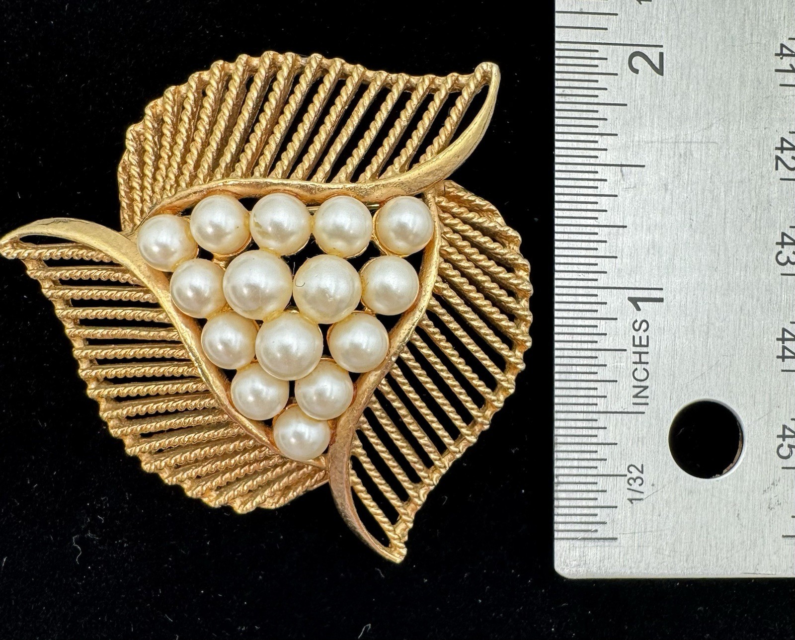 Gold Tone Lady Red Hat Enamel Pin And Gold Tone Faux Pearl Brooch Lot of 2