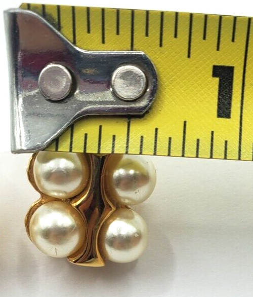 Napier Elegant Vintage Earrings Clip On Screw Back Gold Tone Faux Pearl 1/2″inch