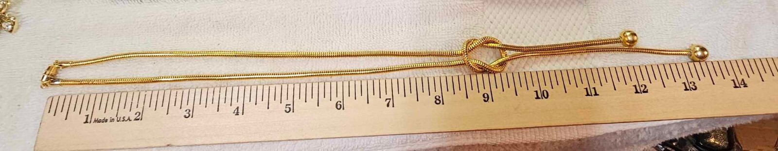 Vtg Goldtone lariat /knot necklace 17.5in”- Ate6