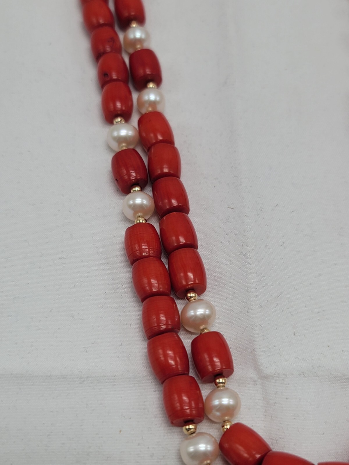 14K GSJ Necklace Pearl Red Coral Extra Long 49 Inches New In Box HSN JEWELRY