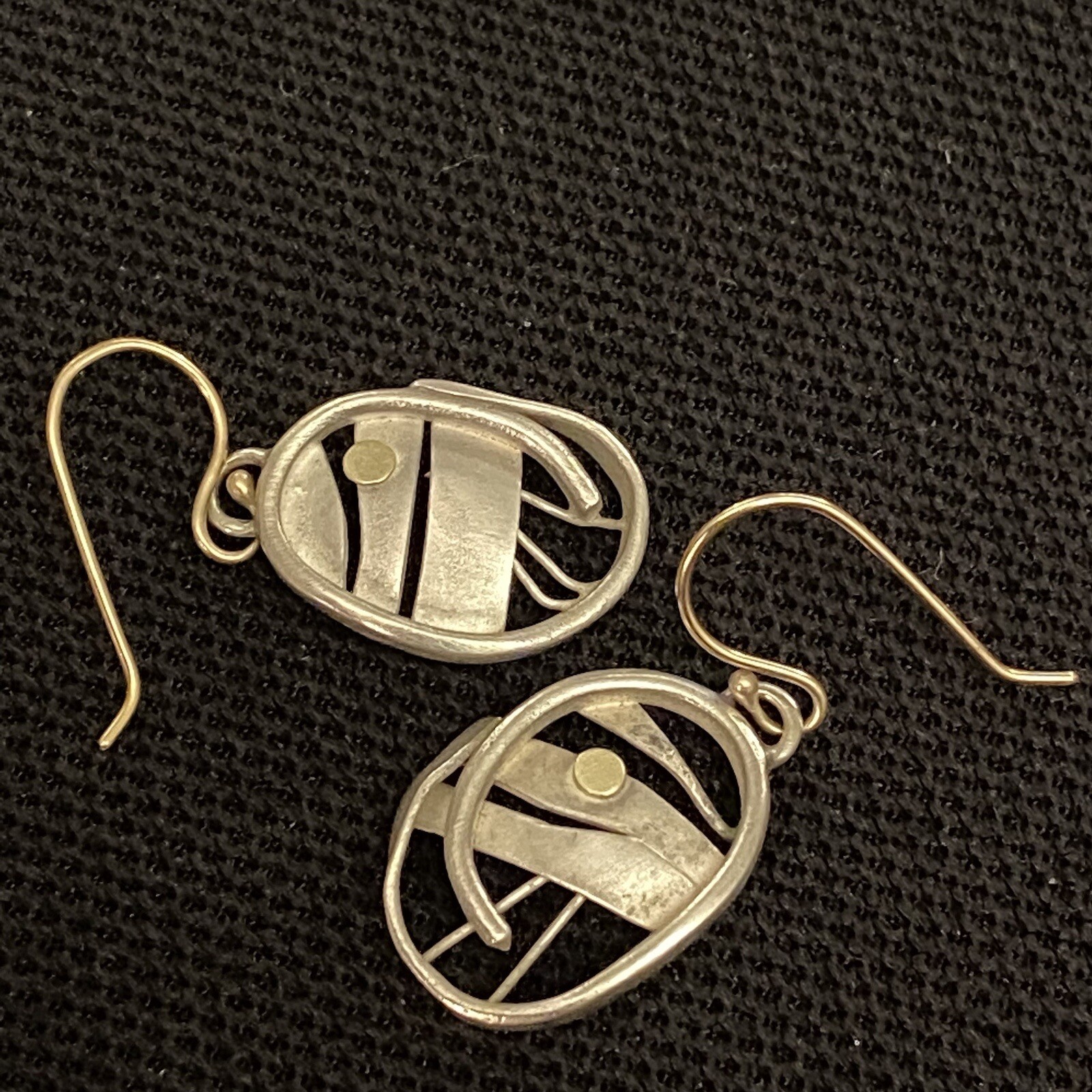 ARTISAN HAND MADE ESTATE STERLING SILVER MODERNIST VERMEIL DETAIL 1 1/8” X 1/2”
