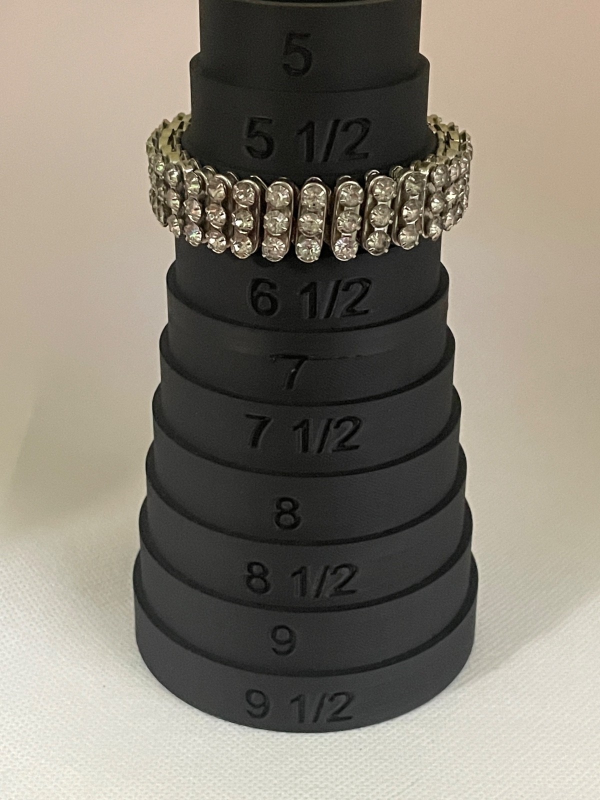 Vintage ^ 3-Row Clear Rhinestone Expansion Stretch Bracelet in Silver Tone