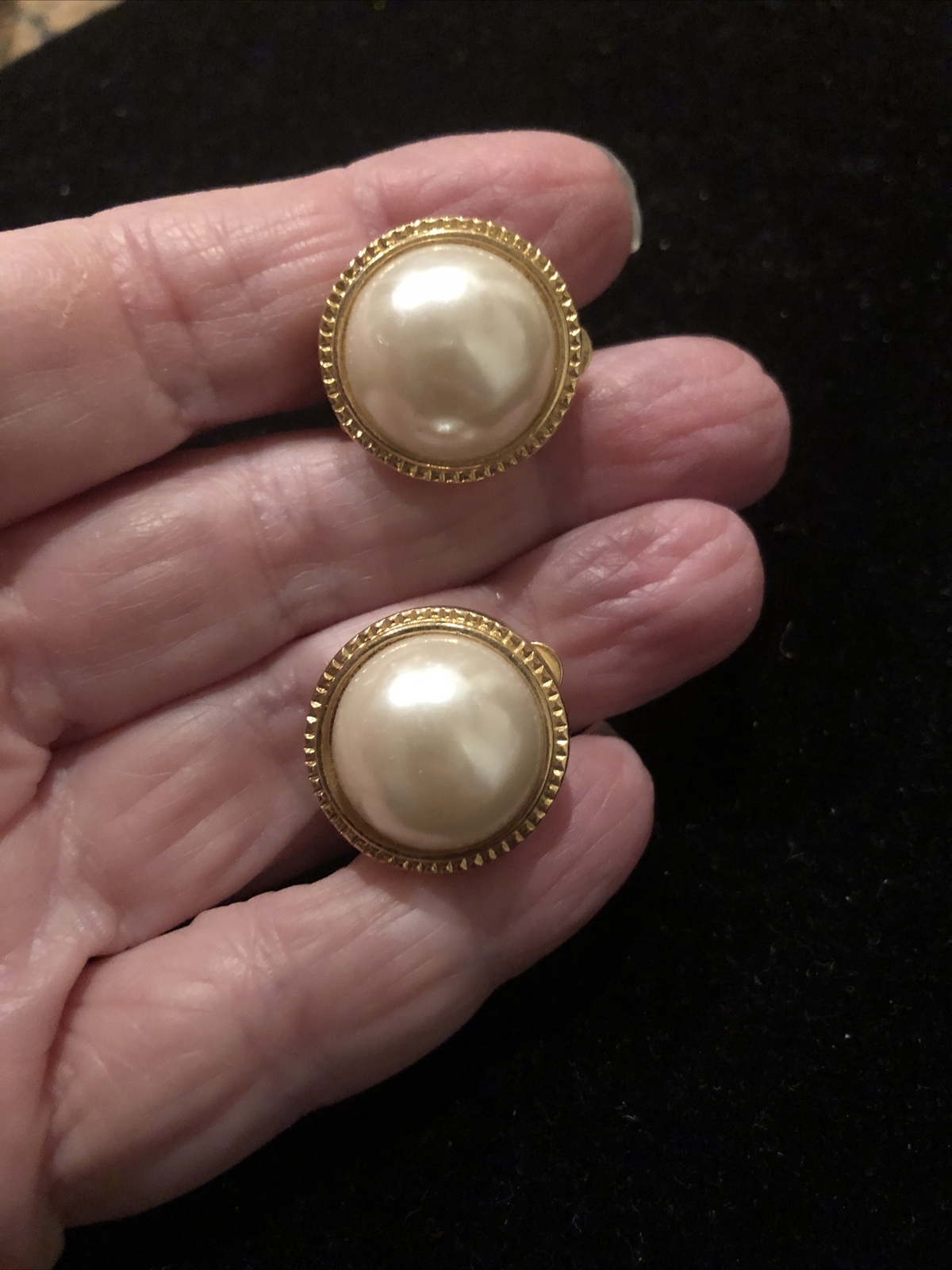 3 PR. LOT VINTAGE EARRINGS GOLD TONE FAUX PEARL ALL CLIPS All “Minty” Condition