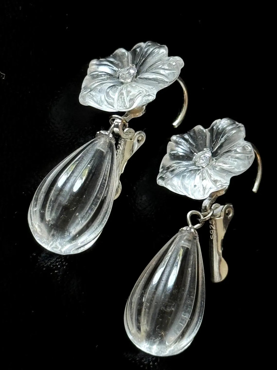 Rock crystal earrings 925 sterling silver artisan earrings