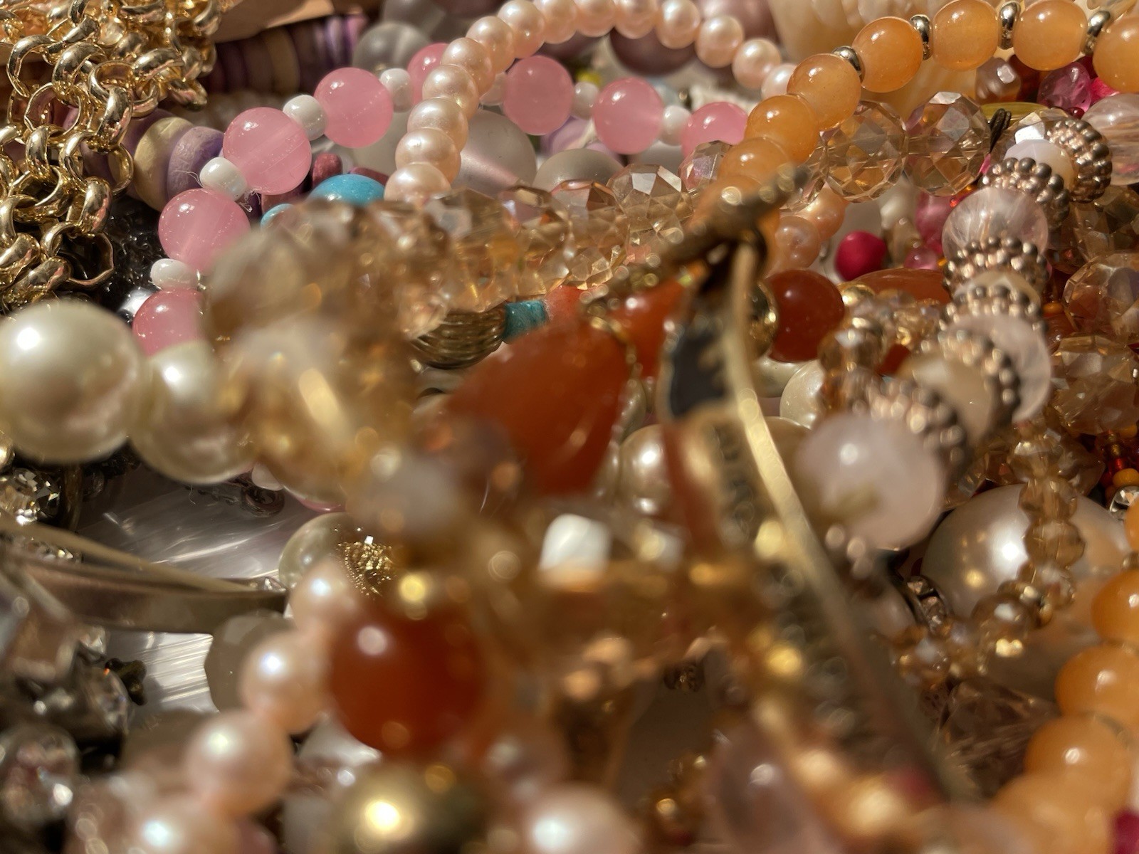 4Lb Mixed Mystery Jewelry Lot Vintage Mod Boho Beaded Necklaces Bracelets