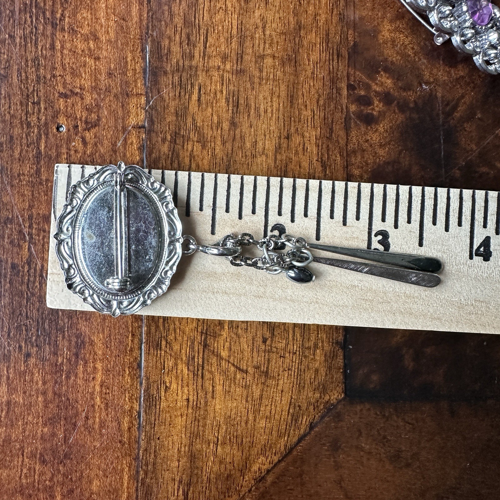 3 Vintage Brooch Pins Geometric Rhinestones Silver Tone Fashion Jewelry Lot