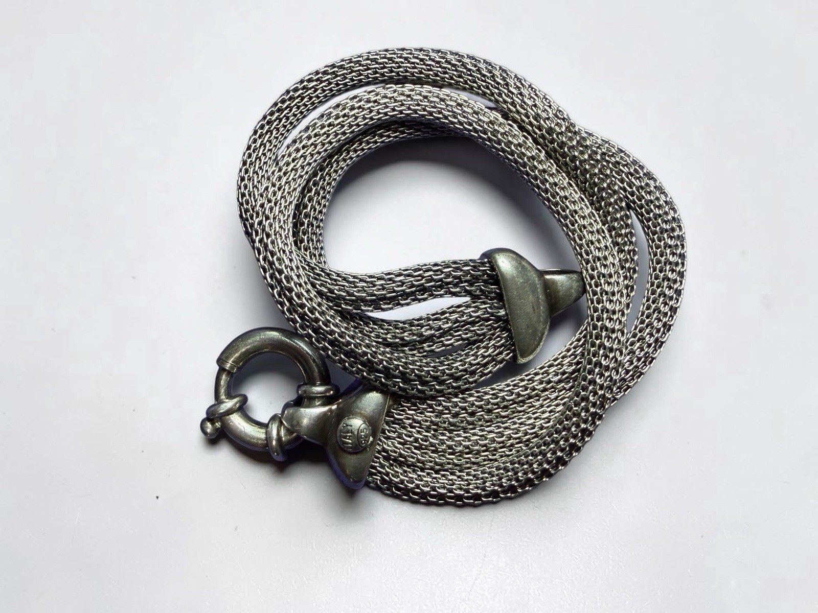 VTG Italy Popcorn 925 Sterling Silver 6 Strand Woven Mesh Bracelet 7.5″ 29g