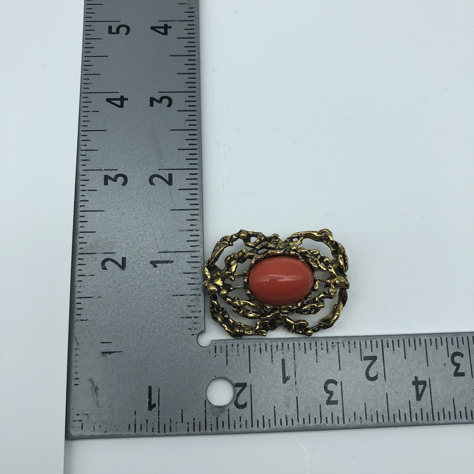 Vintage Zentall Brutalist Textured cabochon brooch pin