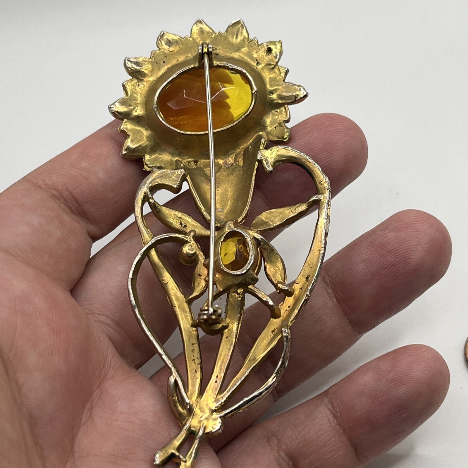 Vintage 1930s-1950s Large Sun Flower Brooch. #6