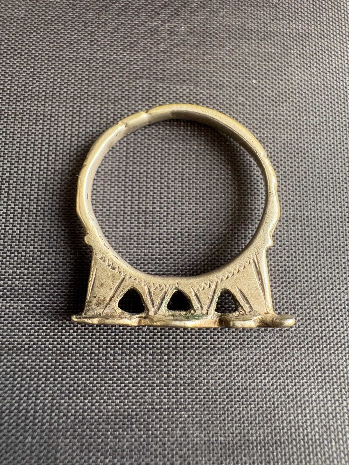 Vintage Silver Tuareg Ring Hand Engraved Design Tribal Ring Flat Top Size 7.5 US