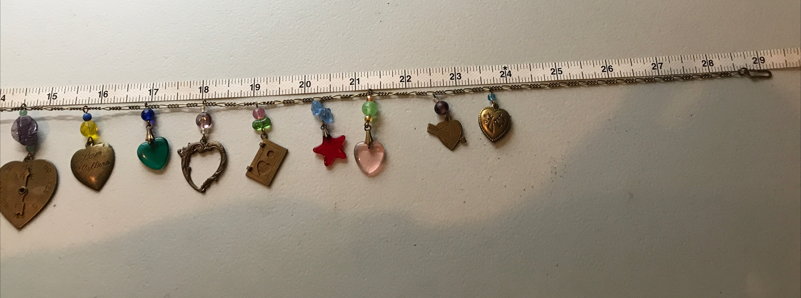 Vintage Glass Works Studio Brass & Glass Charms in Multi Colors Necklace 14