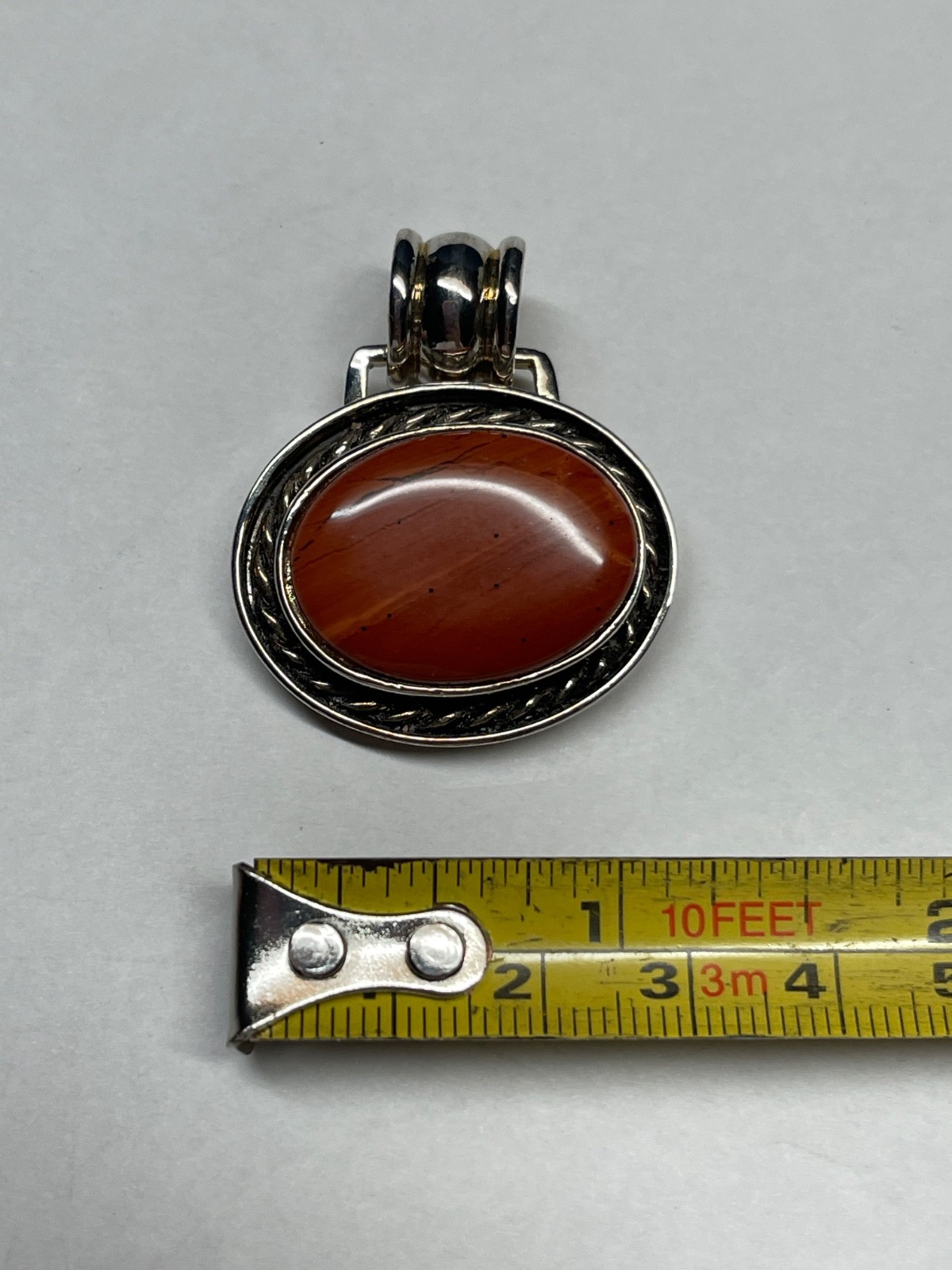 Vintage Large DBJ 925 Sterling Silver Red Rasper Pendant 20g Signed